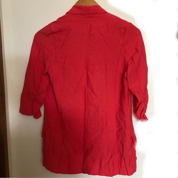 AQUA Open Front Blazer, Ruched Sleeves - Picture 3 of 7